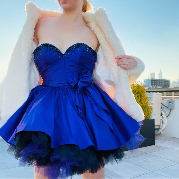 Corset Crystal Chameleon Silk Tutu Standing A-Line Princess Strapless Mini Dress - Picture 17 of 17